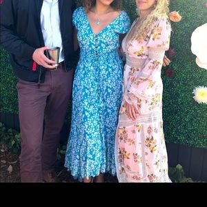 PLANET blue floral backless dress small maxi